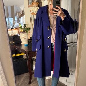 Rare vintage David Hayes Blue purple  wool
Coat with red lining